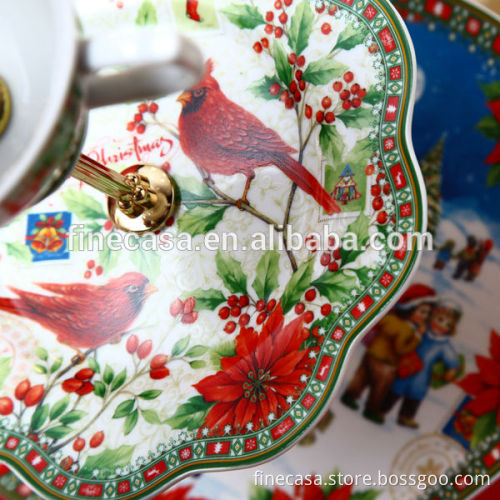 White Porcelain Tier Cake Plate Christmas Gift set